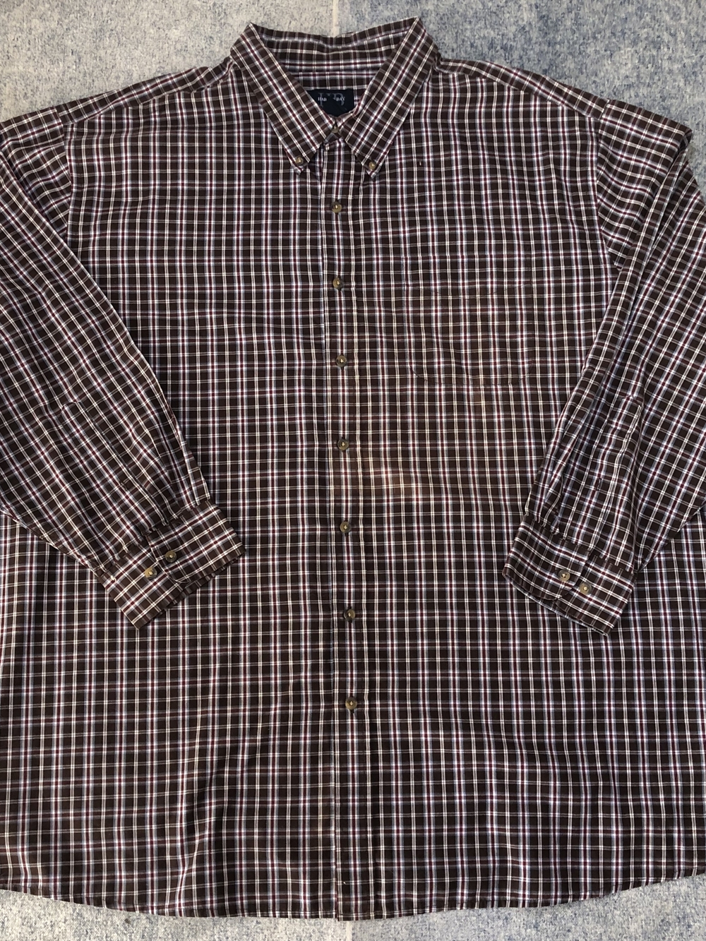 Harbor Bay Brown & White Plaid Button-Down Shirt